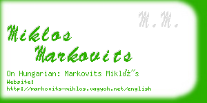 miklos markovits business card